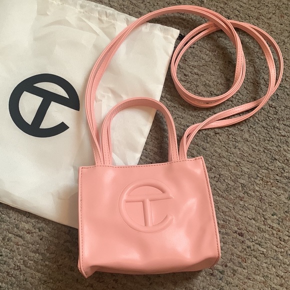 Telfar small pink shopping bag